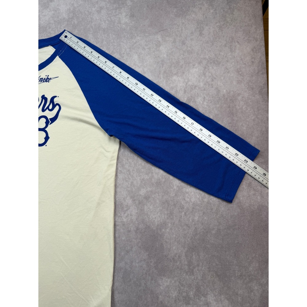 Nike LA Dodgers Cooperstown Raglan 3/4 Sleeve T-Shirt Men L Blue Cream MLB - Picture 5 of 9